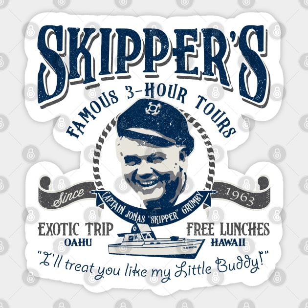 Skipper's Famous 3 Hour Boat Tours Lts Sticker by Alema Art